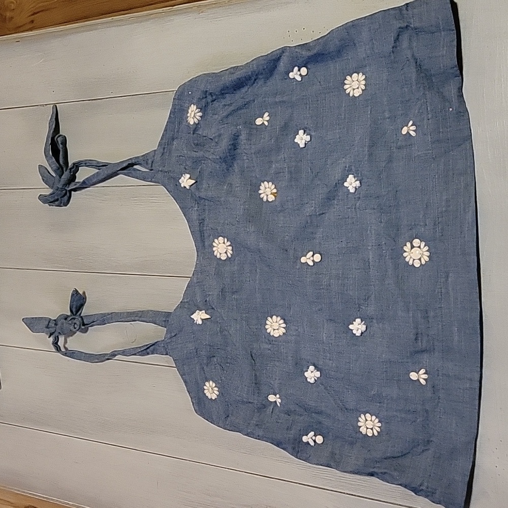 J. Crew tank top with tie straps and beading throughout